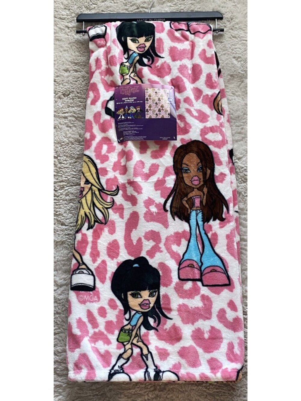 Bratz  Pink Cheetah Leopard Soft Throw Blanket 50” X 70” Sasha Yasmin Cloe Jade